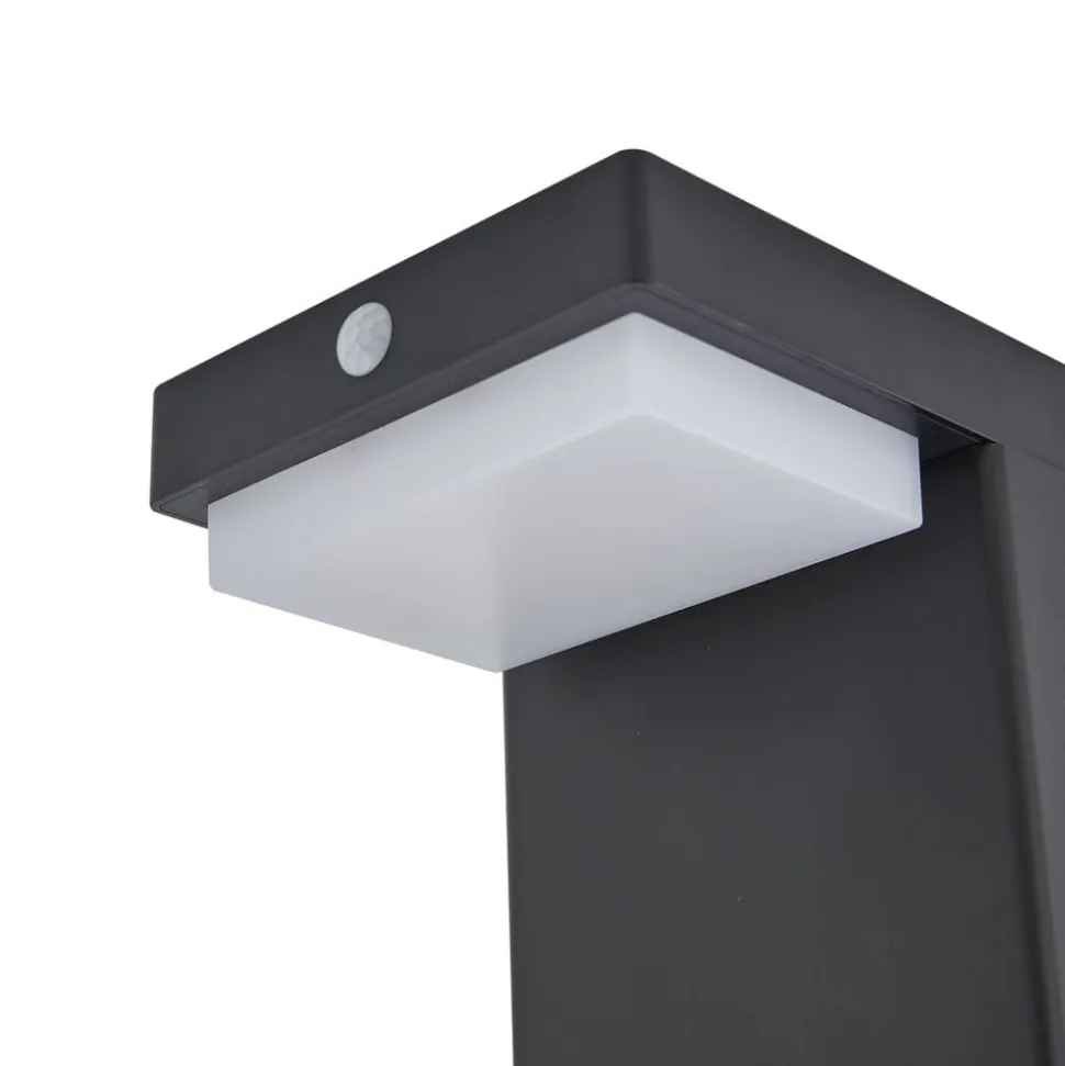Lindby LED-sokkellampe Eleazar, sort, aluminium, sensor