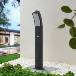 Lindby LED-sokkellampe Moshe, 60 cm, antracit, sensor