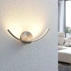 Lindby LED-væglampe Iven, bredde 34 cm, nikkel, 3.000 K