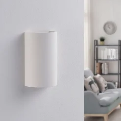 Lindby LED-væglampe Jenke, højde 16 cm, hvid, gips