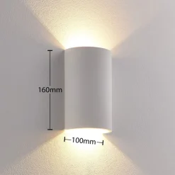 Lindby LED-væglampe Jenke, højde 16 cm, hvid, gips