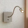 Lindby LED-væglampe Legera, 11 cm, nikkelfarvet, fleksibel arm