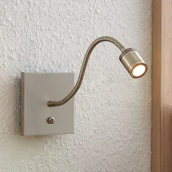Lindby LED-væglampe Legera, 11 cm, nikkelfarvet, fleksibel arm
