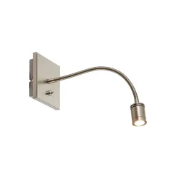 Lindby LED-væglampe Legera, 11 cm, nikkelfarvet, fleksibel arm