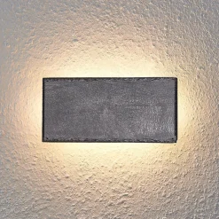 Lindby LED-væglampe Peetu, 22 cm lang, skifer, dæmpbar