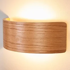 Lindby LED-væglampe Rafailia, bredde 23 cm, træ, 3.000 K