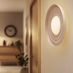 Lindby LED-væglampe Waves, beige, Ø 43 cm, metal