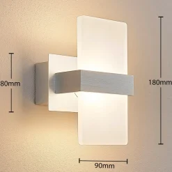 Lindby LED-væglampe Yorick, 18 cm, aluminium/hvid med afbryder