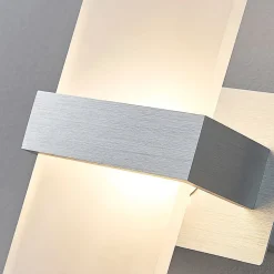 Lindby LED-væglampe Yorick, 18 cm, aluminium/hvid med afbryder