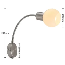 Lindby Lioma væglampe med fleksibel arm, nikkel