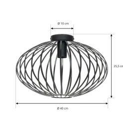 Lindby Maivi loftslampe, sort, 40 cm, jern, bur