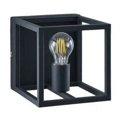 Lindby Meron væglampe, kasseform, mørkegrå