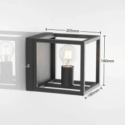 Lindby Meron væglampe, kasseform, mørkegrå
