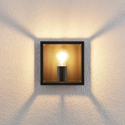 Lindby Meron væglampe, kasseform, mørkegrå