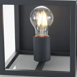 Lindby Meron væglampe, kasseform, mørkegrå