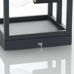 Lindby Meron væglampe, kasseform, mørkegrå