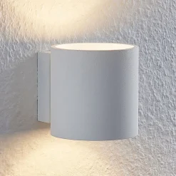 Lindby Mirza væglampe af aluminium, rund, hvid