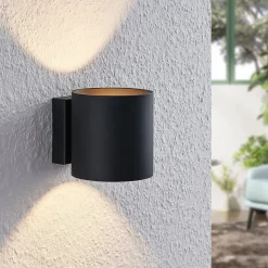 Lindby Mirza væglampe i aluminium, rund, sort