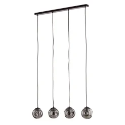 Lindby pendel Valentina, E14, 4-lys, røgfarvet grå, glas