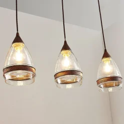 Lindby pendellampe Millina, 70 cm, rustbrun, 3 lyskilder.