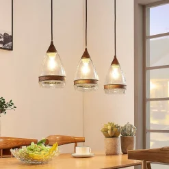 Lindby pendellampe Millina, 70 cm, rustbrun, 3 lyskilder.