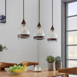 Lindby pendellampe Millina, 70 cm, rustbrun, 3 lyskilder.