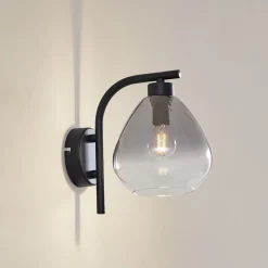 Lindby Pendura væglampe, Ø 15 cm, sort, glas