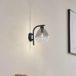 Lindby Pendura væglampe, Ø 15 cm, sort, glas