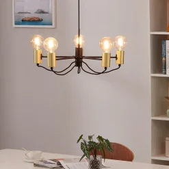 Lindby Prospa lysekrone i sort og messing