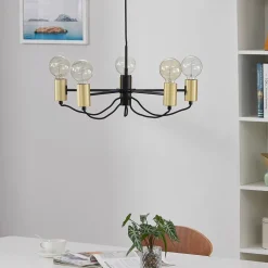 Lindby Prospa lysekrone i sort og messing