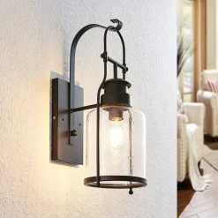 Lindby Rozalie væglampe, sort, metal, lygte, 44cm