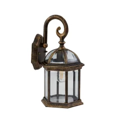 Lindby udendørs væglampe Adelisa, guld antik, aluminium, højde 39 cm