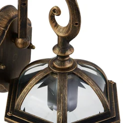 Lindby udendørs væglampe Adelisa, guld antik, aluminium, højde 39 cm