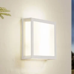 Lindby udendørs væglampe Sivana, hvid, aluminium, 26 cm x 26 cm