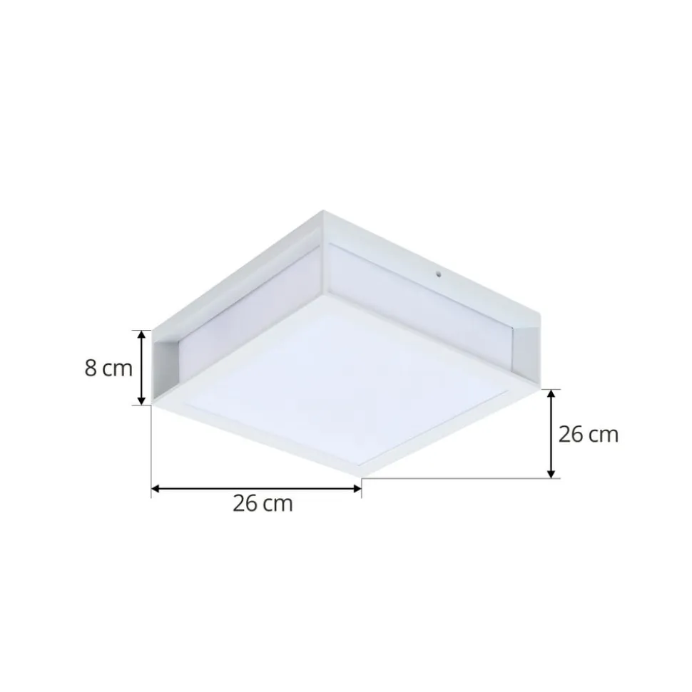 Lindby udendørs væglampe Sivana, hvid, aluminium, 26 cm x 26 cm