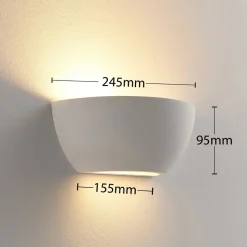 Lindby uplight væglampe Jimmy, hvid, gips, halvcirkelformet, 24 cm, E14