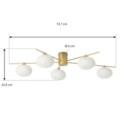 Lindby Valisa loftslampe, guld, 5-lys