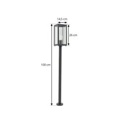 Lindby vejlampe Bolgar, sort, metal, glas, 15 cm