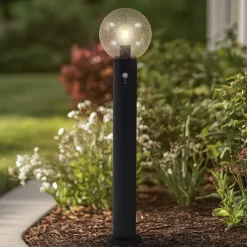 Lindby vejlampe Dangan, klar, 90 cm, glas, sensor