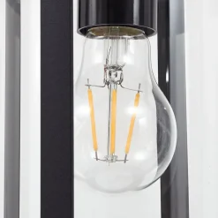 Lindby vejlampe Zayn, sort, glas, højde 109 cm, IP65