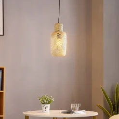 Lindby Venora hængelampe, Ø 15 cm, bambus, E27