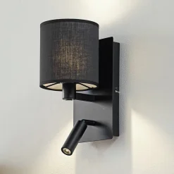 Lindby væglampe Aiden, 30 cm, sort, LED-læselampe, E14