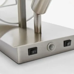 Lindby væglampe Aiden, hvid, nikkel, LED-læselampe