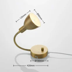 Lindby væglampe Amrei, antik messing, 42 cm, stik, dæmpbar