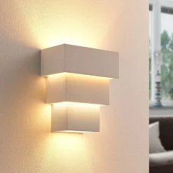 Lindby væglampe Antonella, hvid gips, G9, kan males, 21 cm