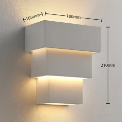 Lindby væglampe Antonella, hvid gips, G9, kan males, 21 cm