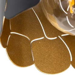 Lindby væglampe Aralena, sort/guld, 1 lyskilde, Ø 12cm