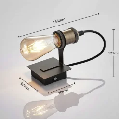 Lindby væglampe Aurella, højde 16 cm, antik messing, metal