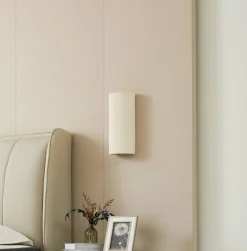 Lindby væglampe Colja, rund, højde 30,5 cm, gips, beige