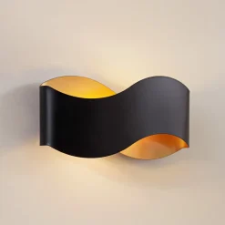 Lindby væglampe Dailin, sort/guld, 30 cm, metal